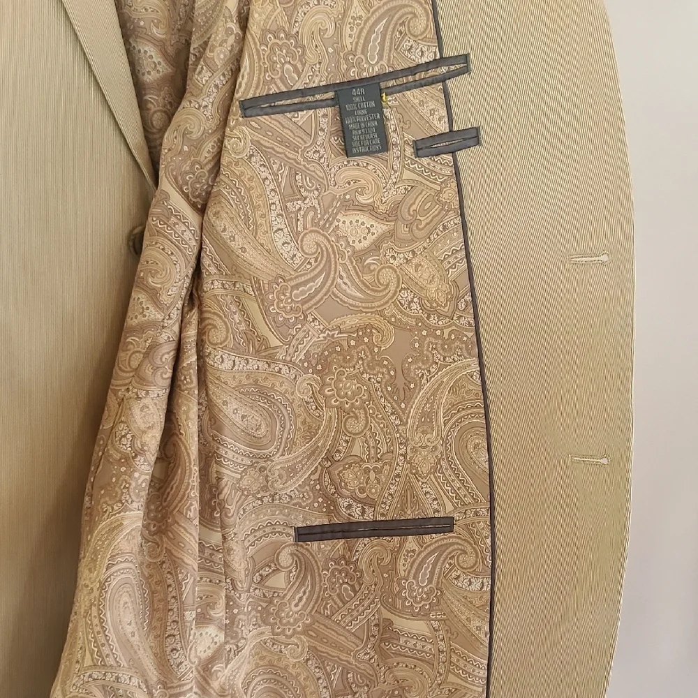 ​Madison Men’s Tan Cotton Corduroy Sport Coat Blazer 44R Paisley Lining